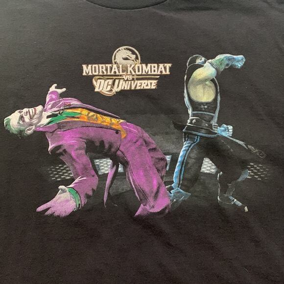 Mortal Kombat Vs DC universe mens XL black short sleeve shirt y2k superhero rare - Picture 3 of 7